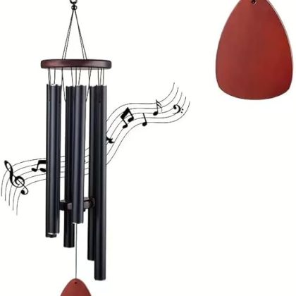 Large Aluminum Wind Chimes Outside,68 cm Aluminum,Memorial Wind Chimes for Mother/Grandma,Suitable Outdoor Garden Patio Decor (Black)