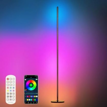 RGB Corner Floor Lamp, Smart LED Floor Lamp with Remote&APP Control Color Changing Atmosphere Light with 16 Millions Colors Music/Micro Sync and Timer, Decor Living Room, Bedroom, Party, Festival