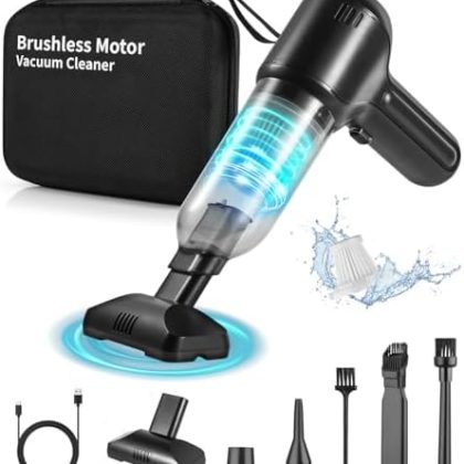 Black Car Vacuum Cordless, 18000PA Handheld Car Vacuum Cleaner Portable with Brushless Motor, 4 in 1 Dust Suction & Air Blower & Hand Pump & Inflatable, Mini Hand Vacuum for Car,Home,Office,Sofa
