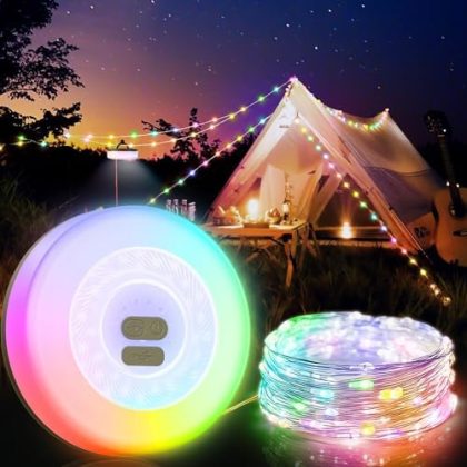 Multicoloured Camping String Lights 7M，2 in 1 Outdoor RGB Colorful Camping Lights，USB Rechargeable Outdoor Lights，Waterproof Portable Emergency Lantern, Portable Camping String Lights for Outdoor, Tent, Hiking
