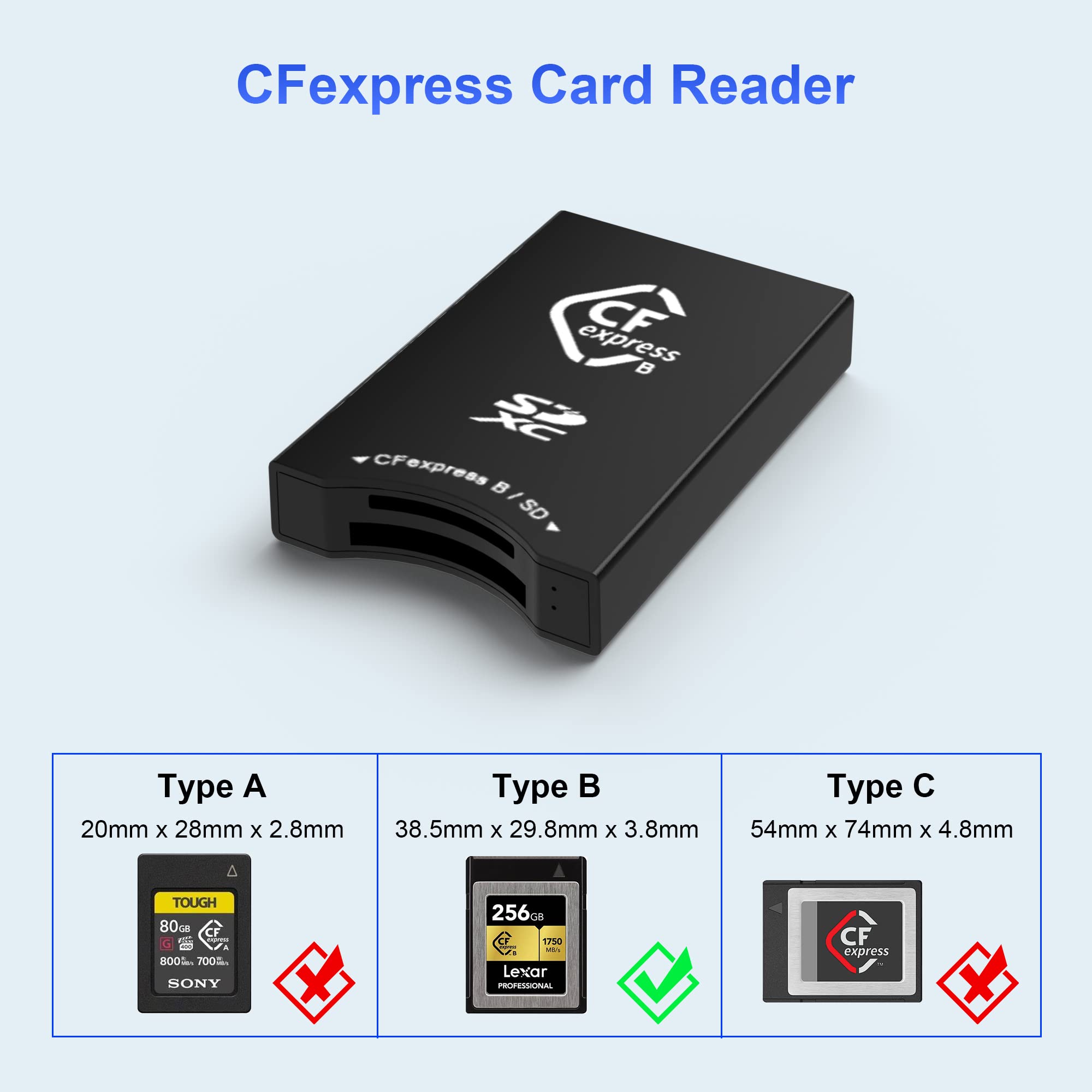 CFexpress Type B + SD Card Reader - USB-C/USB-A, 10Gbps