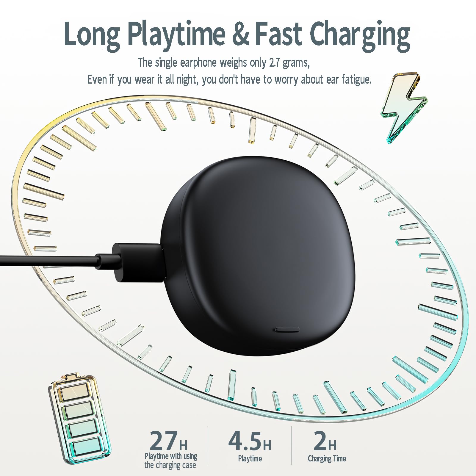 Wireless Sleep Earbuds - Bluetooth 5.3, Noise Blocking, 27H Battery