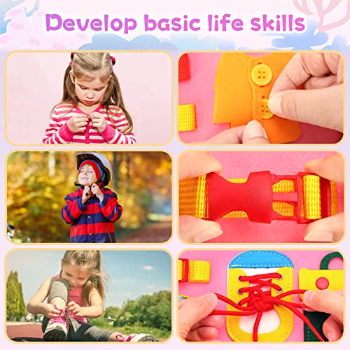 Montessori Busy Book for Toddlers - Travel Sensory Toy (Pink) image 4