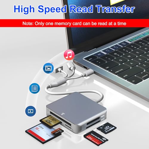5-in-1 silver memory card reader with Lightning USB-C and USB-A image 4