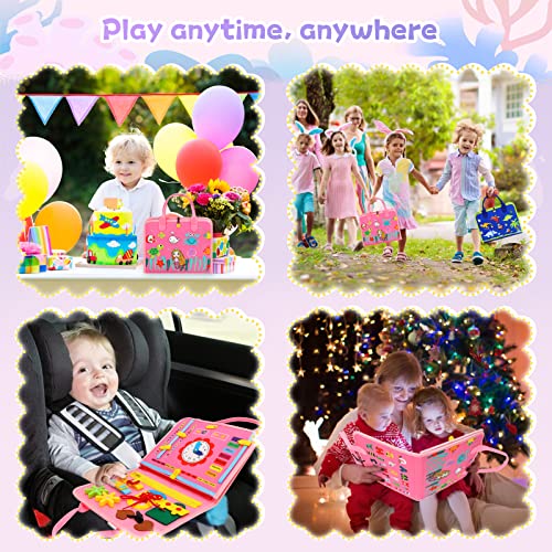 Montessori Busy Book for Toddlers - Travel Sensory Toy (Pink) image 7