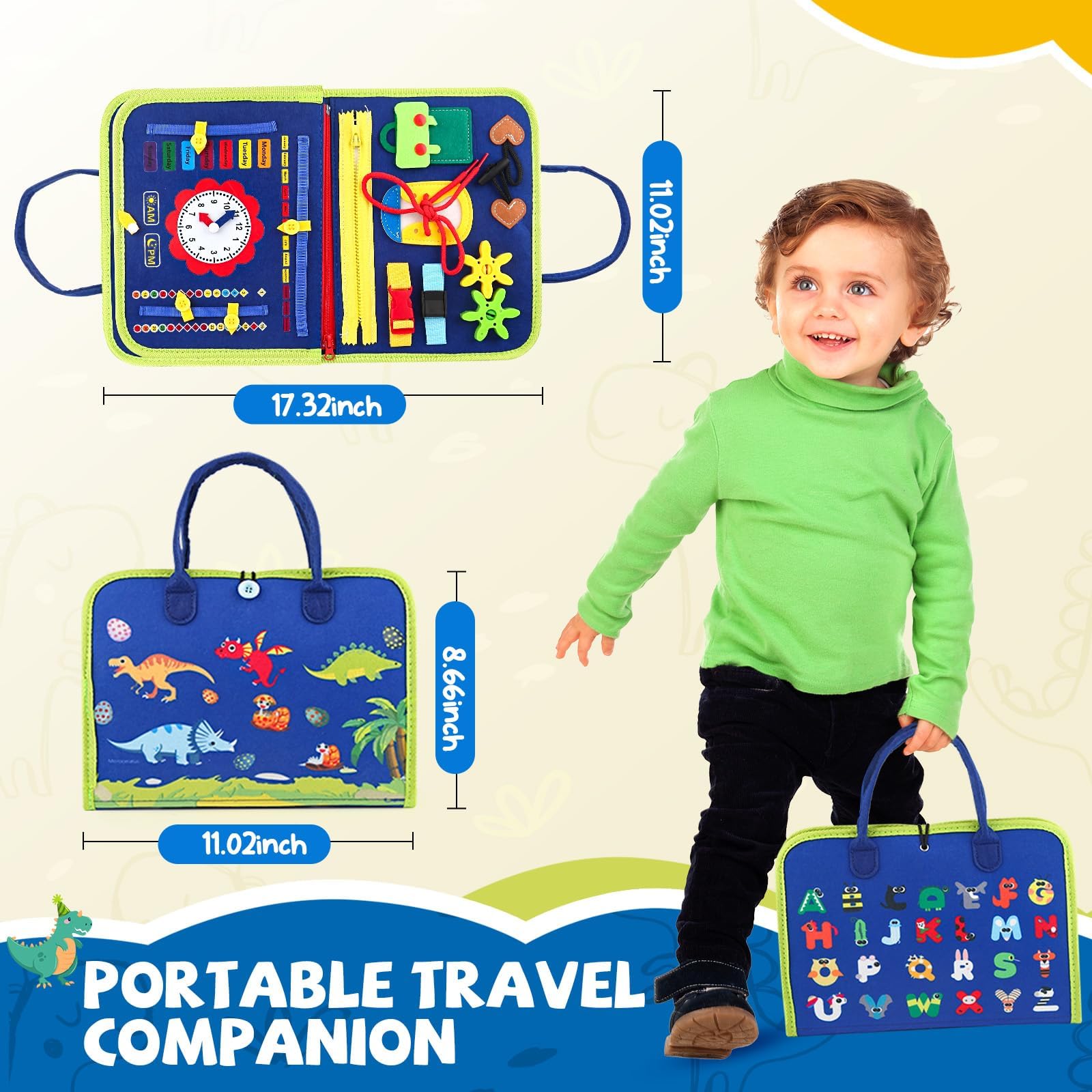 Montessori Busy Book for Toddlers - Travel Sensory Toy (Blue) - Image 8
