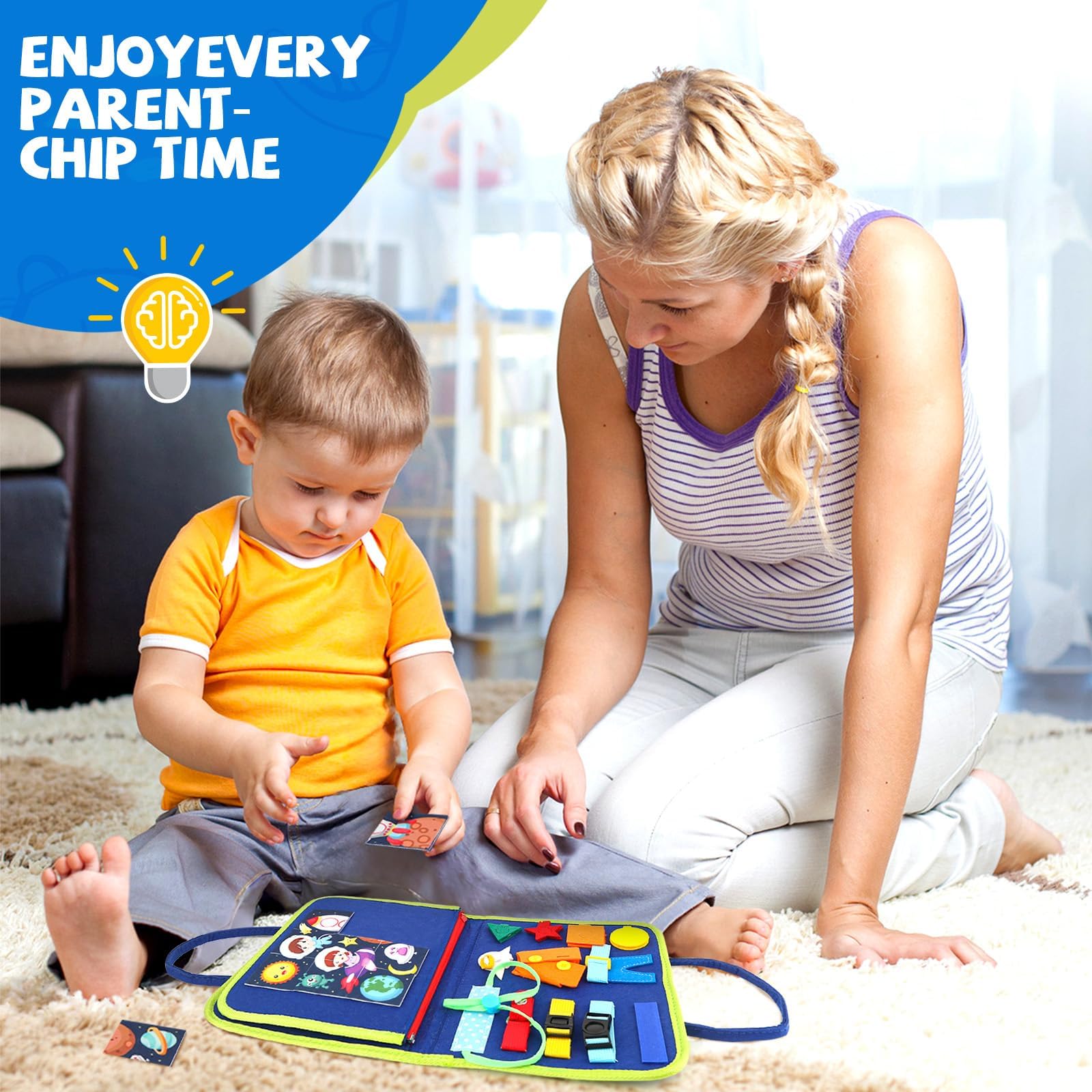 Montessori Busy Book for Toddlers - Travel Sensory Toy (Blue) - Image 3