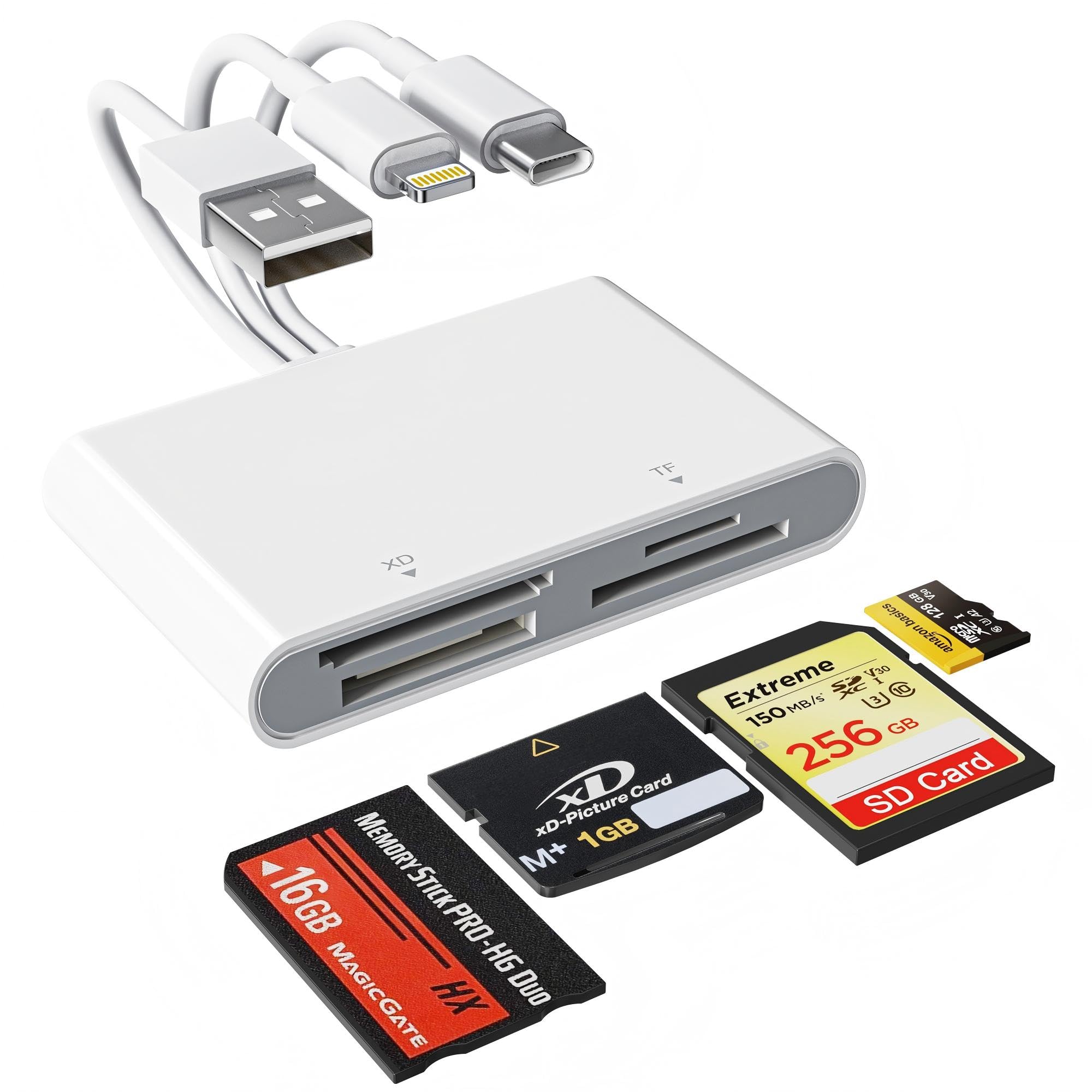 5-in-1 silver memory card reader with Lightning USB-C and USB-A image 13