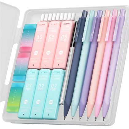6-Pack Mechanical Pencils Set - 60 HB Leads, Erasers & Case