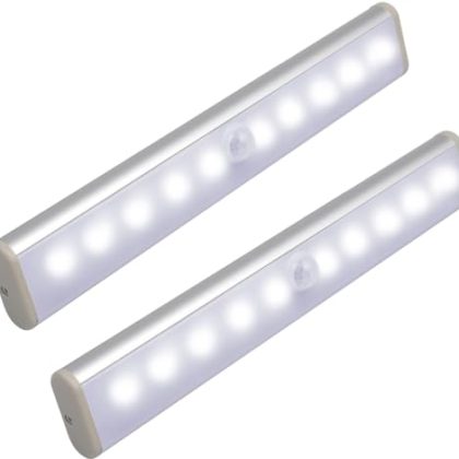 LED Motion Sensor Light Bar 2-Pack - Battery Closet & Cabinet Lights