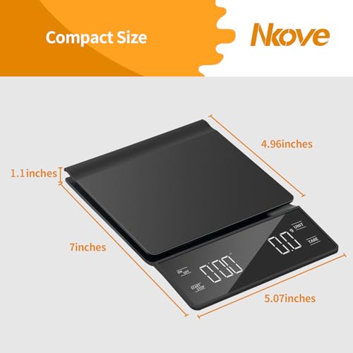 Digital Coffee Scale with Timer - 3kg / 0.1g Precision, Black image 3