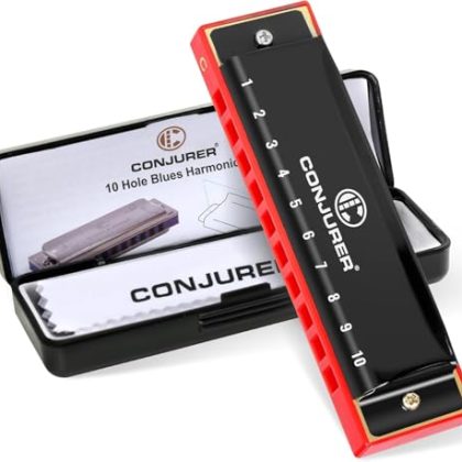 Classic Blues Harmonica - Key of C, 10 Holes (Red + Black)