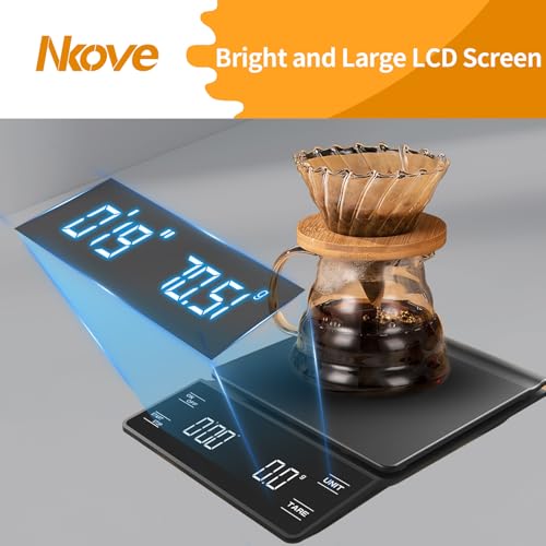 Digital Coffee Scale with Timer - 3kg / 0.1g Precision, Black image 5