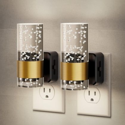 2 Pack Crystal Bubble Plug-In Wall Night Light