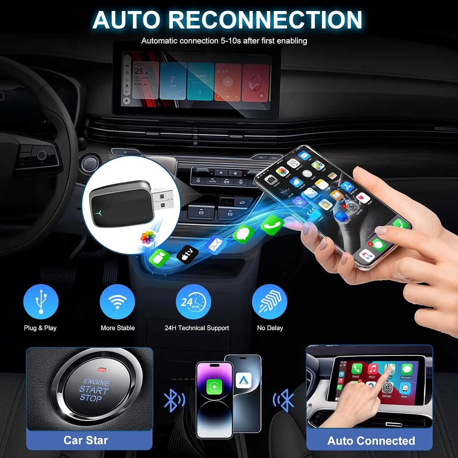 2-in-1 Wireless CarPlay and Android Auto Adapter image 3