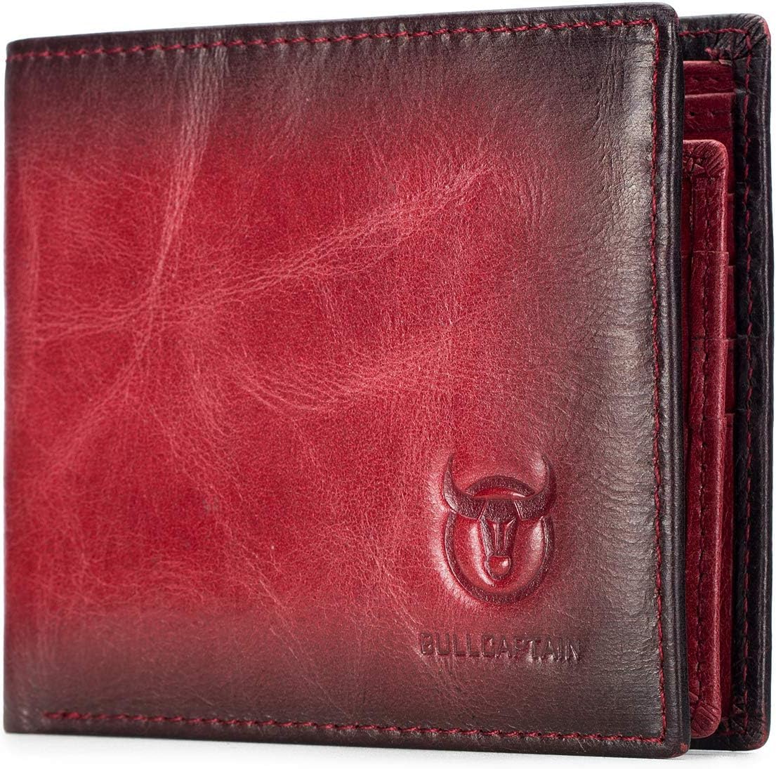 Slim RFID Wallet with Gift Box - Crimson Leather Bi-Fold