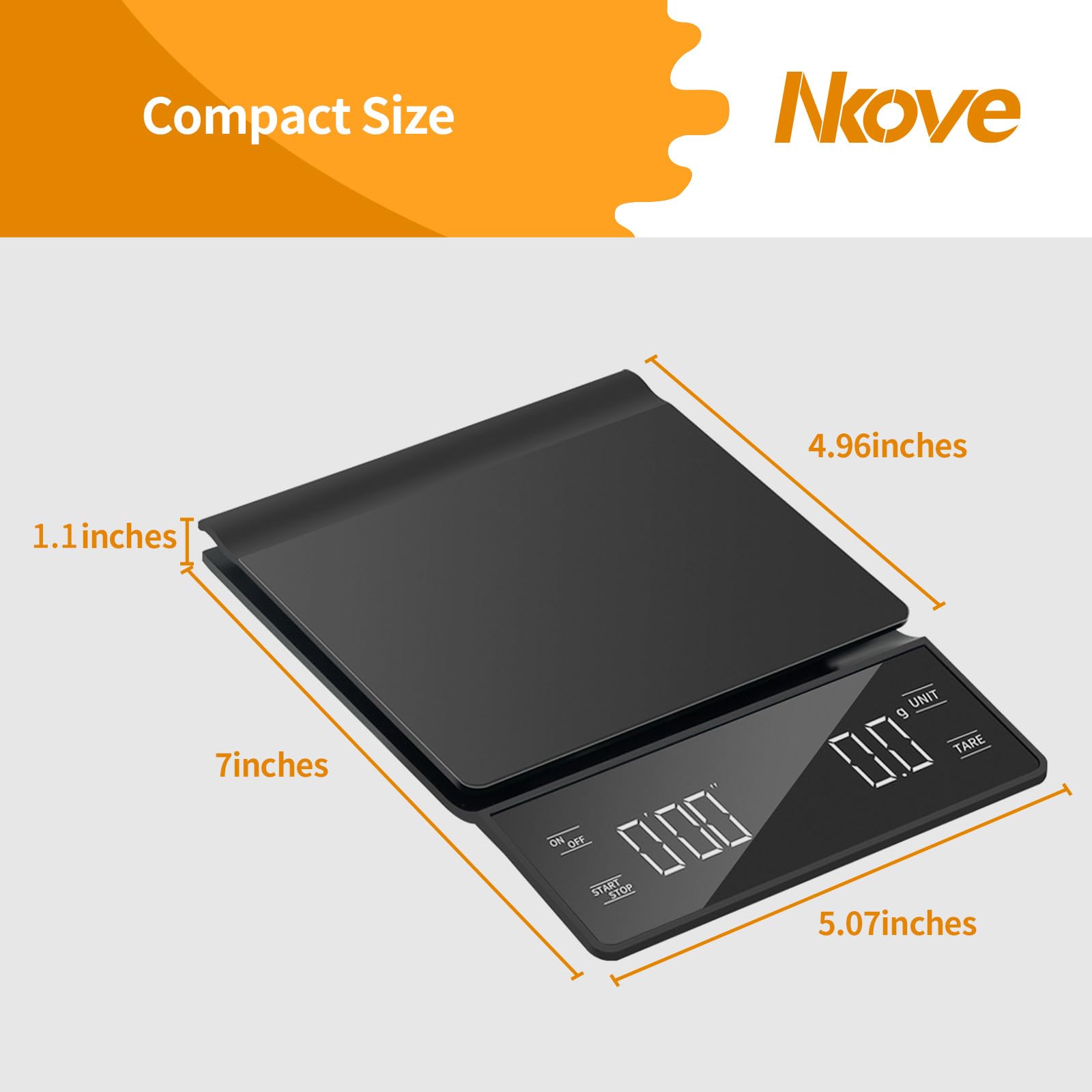 Digital Coffee Scale with Timer - 3kg / 0.1g Precision, Black image 9