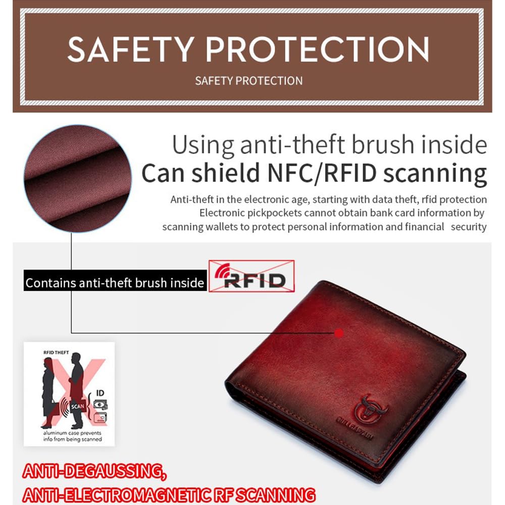 Slim RFID Wallet with Gift Box - Crimson Leather Bi-Fold image 7