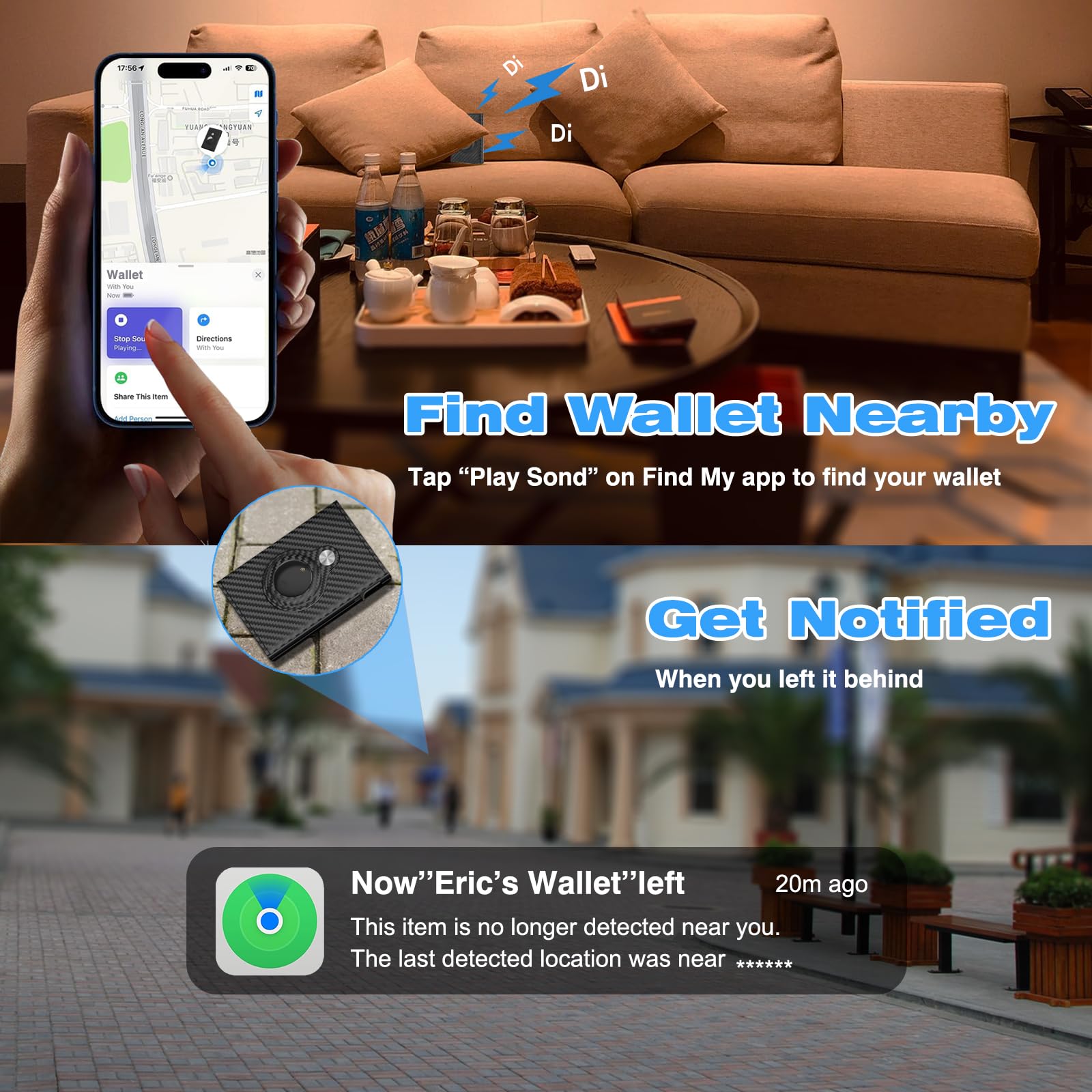 Smart Find My wallet black view 8