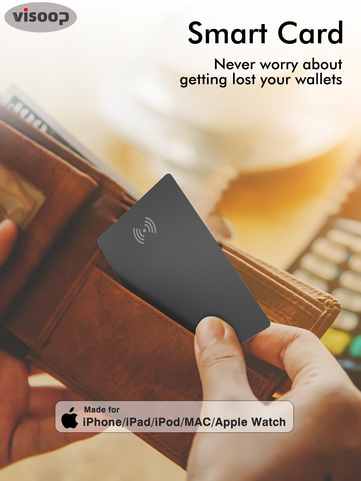 Smart Wallet Tracker Card - Wireless Charging, Works with Apple Find My image 2