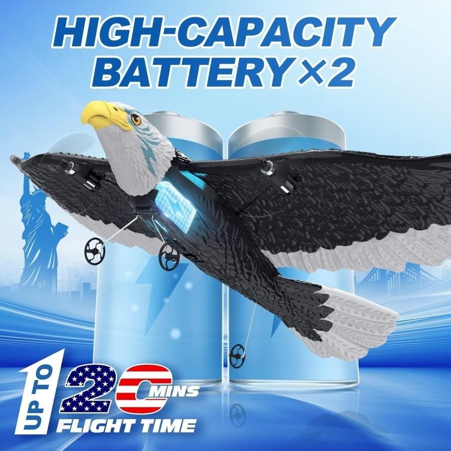 DEERC Remote Control Eagle Plane - 2.4GHz RC Bird with 2 Batteries image 2