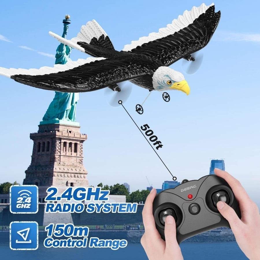 DEERC Remote Control Eagle Plane - 2.4GHz RC Bird with 2 Batteries image 4