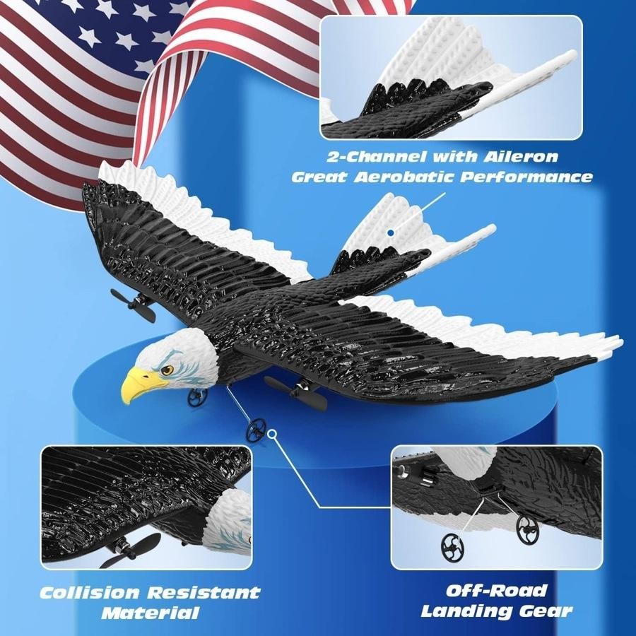 DEERC Remote Control Eagle Plane - 2.4GHz RC Bird with 2 Batteries image 6