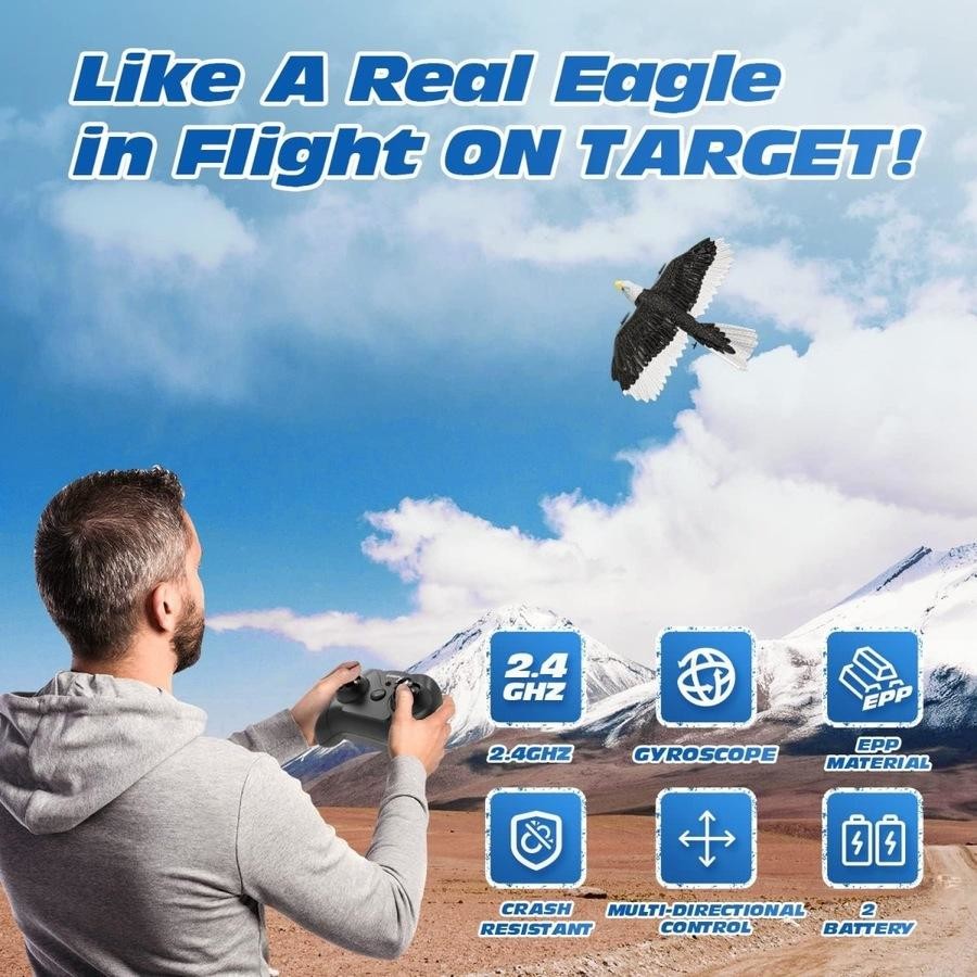 DEERC Remote Control Eagle Plane - 2.4GHz RC Bird with 2 Batteries image 7