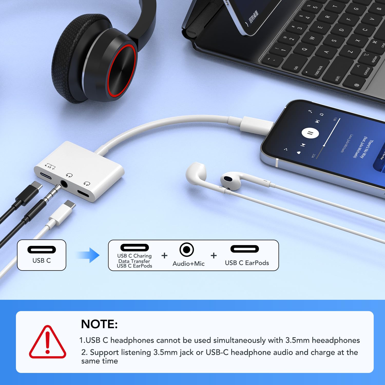 USB-C to 3.5mm Headphone and Charger Adapter image 5