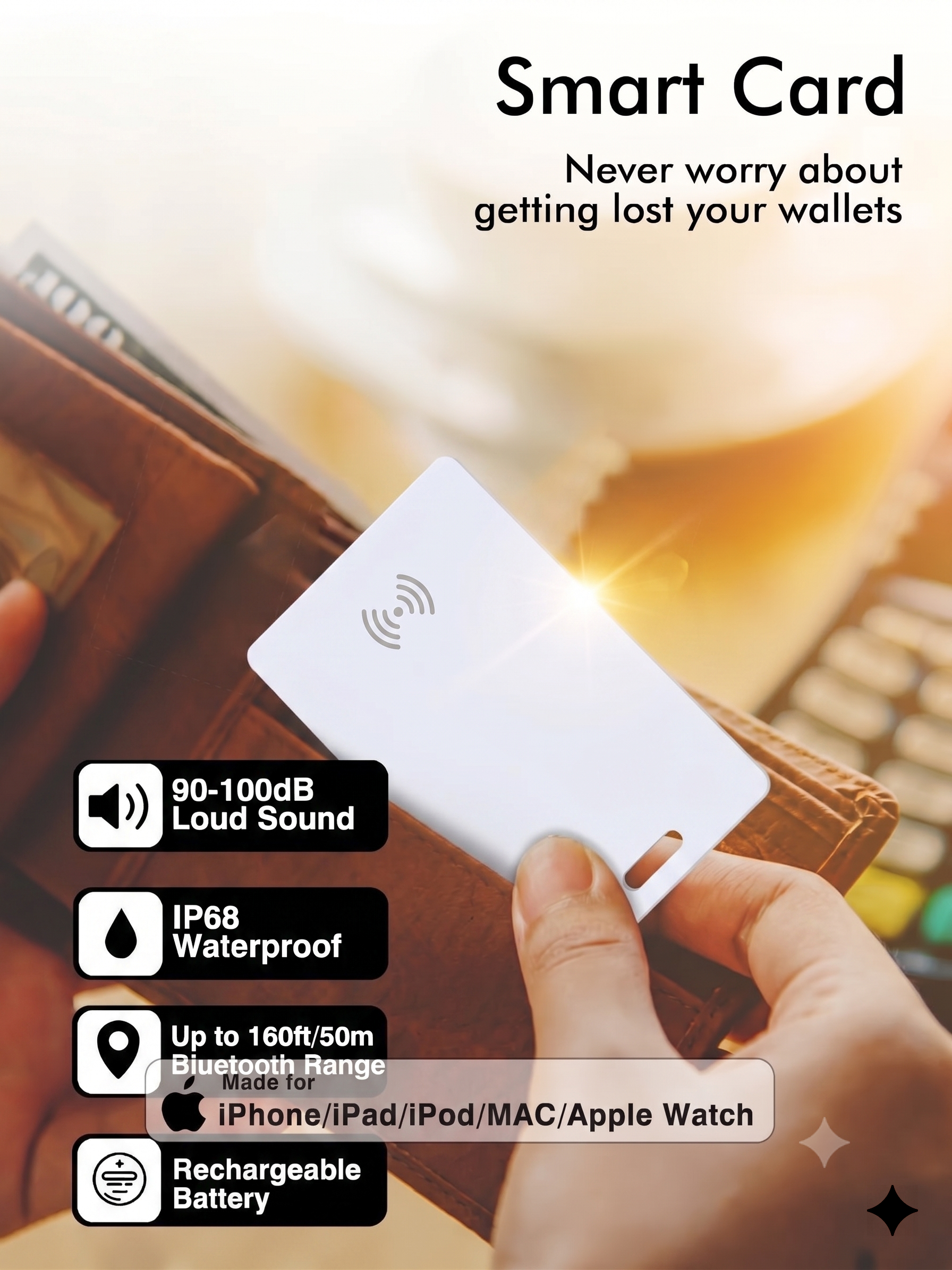 Smart Wallet Tracker Card - Wireless Charging, Works with Apple Find My image 11