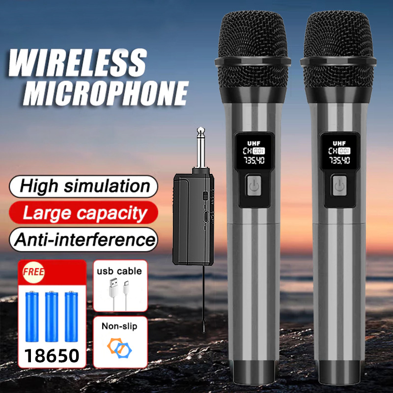 Dual UHF wireless microphone set view 6