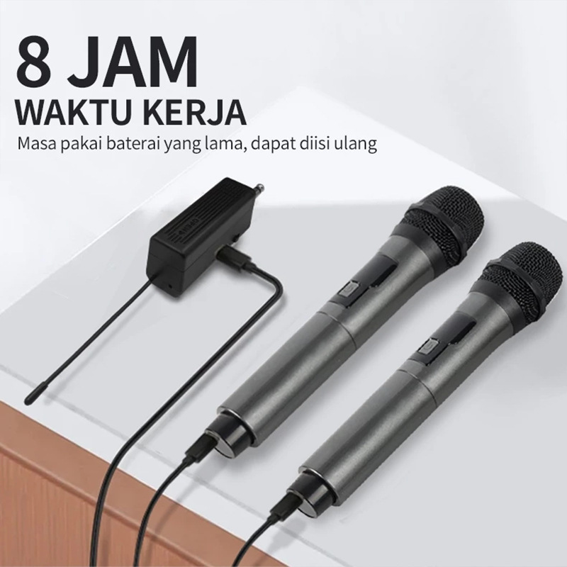 Dual UHF wireless microphone set view 5