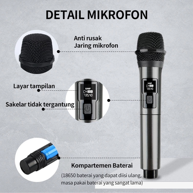 Dual UHF wireless microphone set view 8