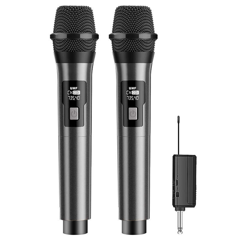 Dual UHF wireless microphone set view 1
