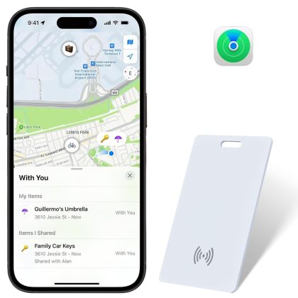 Smart Wallet Tracker Card - Wireless Charging, Works with Apple Find My