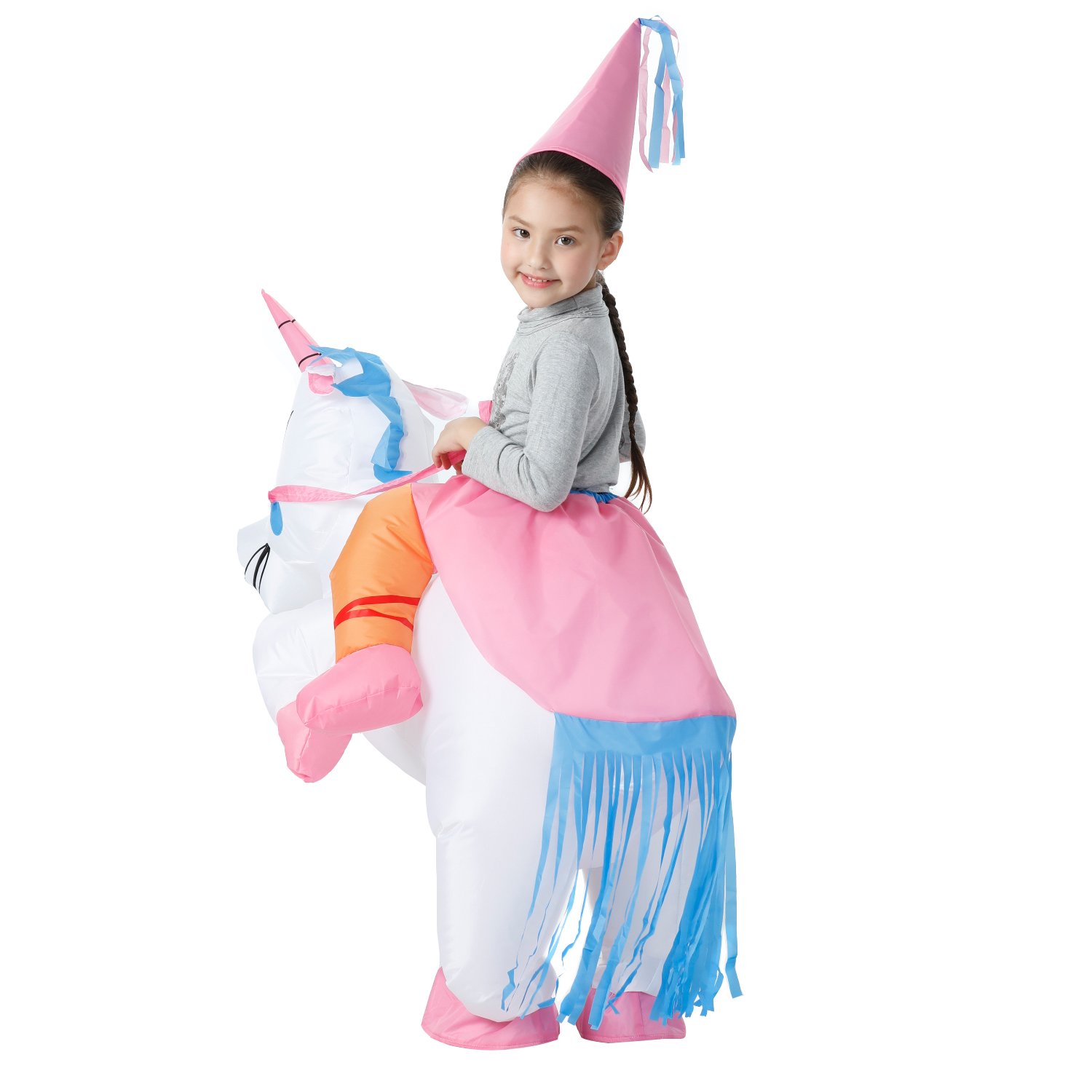 Kids Inflatable Unicorn Costume with Built-In Fan for Halloween & Dress-Up Parties image 6