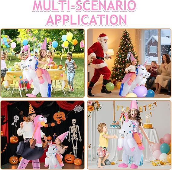 Kids Inflatable Unicorn Costume with Built-In Fan for Halloween & Dress-Up Parties image 10