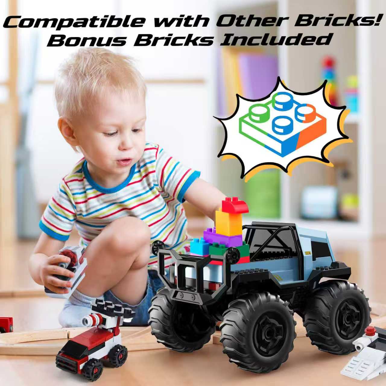 Amphibious Remote Control Stunt Car with LED Lights, 4WD Waterproof RC Truck view 7