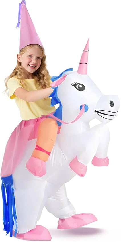 Kids Inflatable Unicorn Costume with Built-In Fan for Halloween & Dress-Up Parties image 8