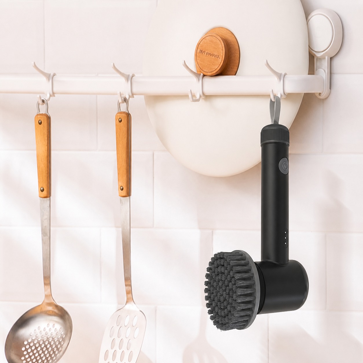 Cordless Electric Spin Scrubber with 4 Replaceable Brush Heads - Black
