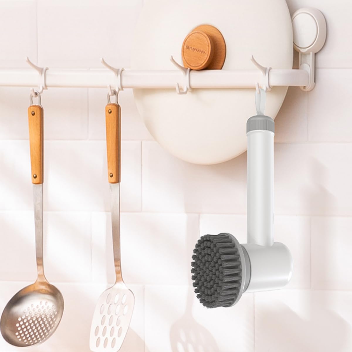 Cordless Electric Spin Scrubber with 4 Replaceable Brush Heads - White gallery image 4