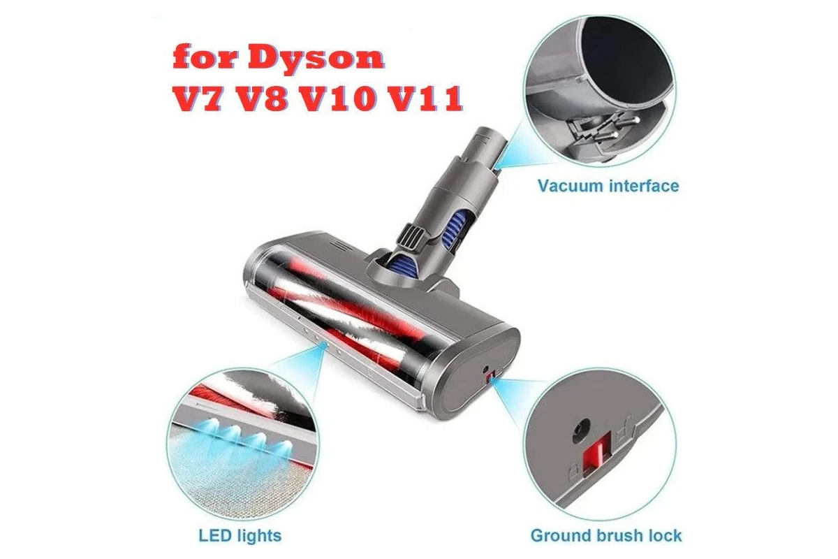 LED Soft Roller Floor Head for Dyson V7 V8 V10 V11 - Hard Floors