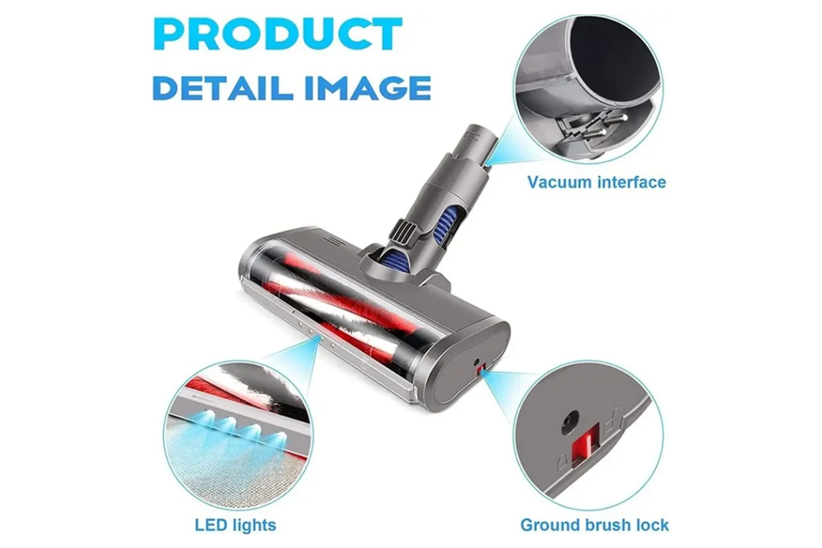 LED Soft Roller Floor Head for Dyson V7 V8 V10 V11 - Hard Floors